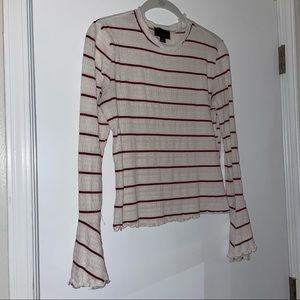 Long sleeve striped smocked shirt